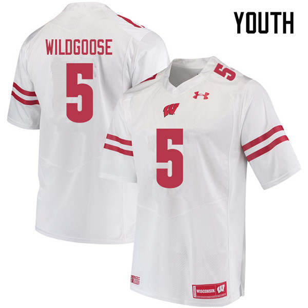 Wisconsin Badgers Youth #5 Rachad Wildgoose NCAA Under Armour Authentic White College Stitched Football Jersey IT40V35YU